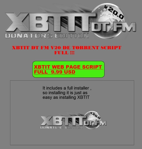 Product picture XBTIT DT FM V20 DE TORRENT SCRIPT FULL